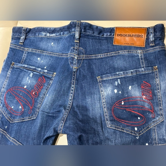 DSQUARED2 🇨🇦 Tidy Biker Painted Jeans - Fits 40" Waist, Blue - Picture 5 of 6